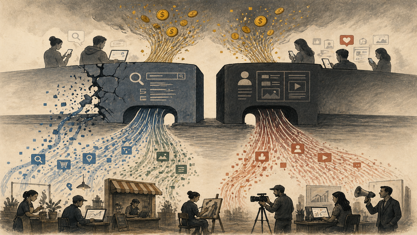 The same conditions that turned Ticketmaster and Amazon into extractors are now visible at Google and Meta. A framework for spotting platform dependency before it becomes a trap — and why the two companies may face very different consequences.